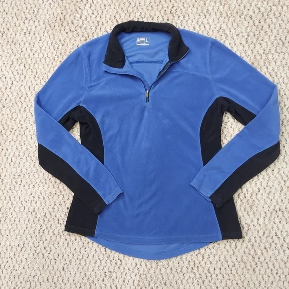 Alpine Design Womens Large 1/4 Zip Fleece Top Blue & Black Shirt - Picture 12 of 12